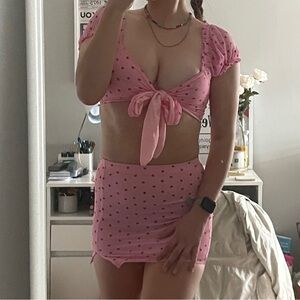 Pink mesh and glitter hearts set